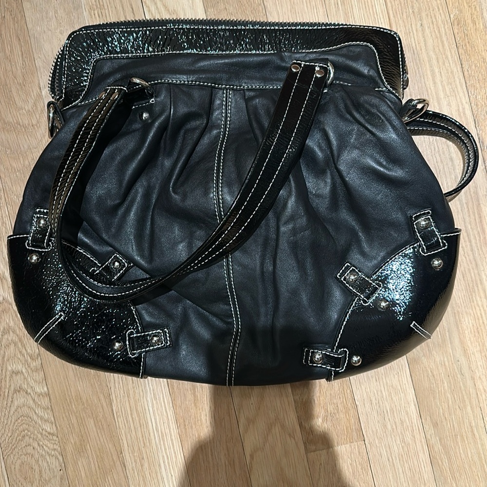 Black leather Cynthia Rowley handbag